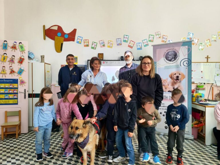 Τα παιδιά μαθαίνουν να σέβονται και να φροντίζουν τα ζώα.